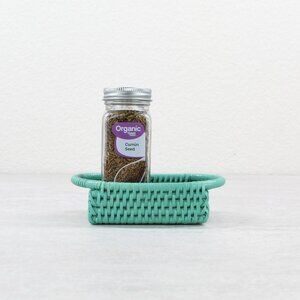 NEW Handmade Tight Woven Rattan Salt and Pepper Tray-Turquoise